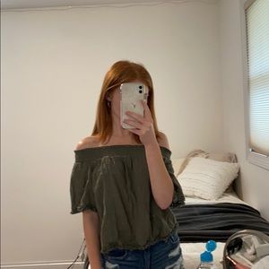 Off the shoulder green blouse top